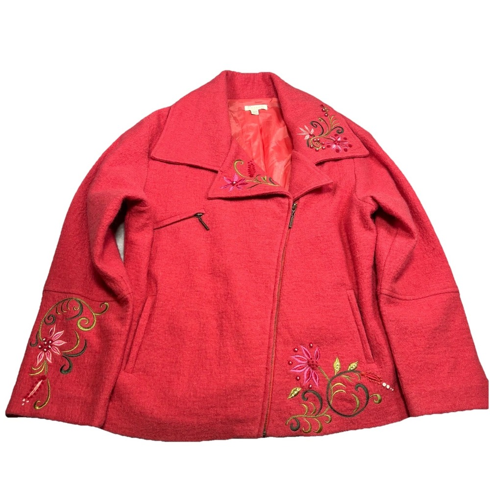 Carson Boiled Wool Embroidered Jacket Women's Xl … - image 2